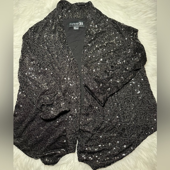 Black Sequin Cardigan- Size Small - Picture 2 of 8